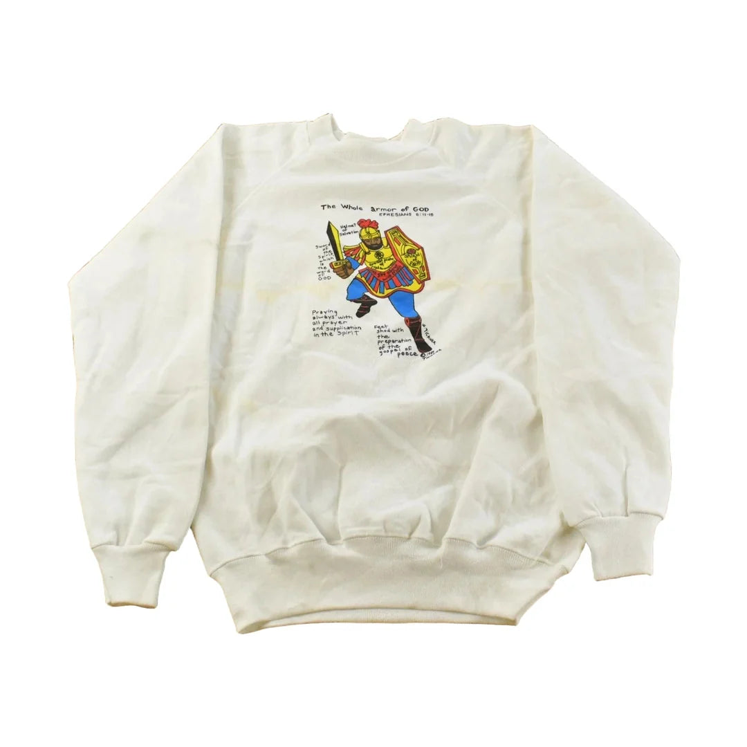 Vintage 1980s Ephesians 6:11-18 Whole Armour of God Crewneck Sweatshirt Men's S from propervintagecanada