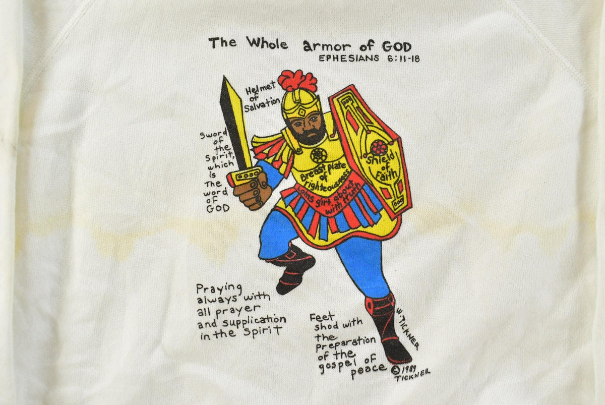 Vintage 1980s Ephesians 6:11-18 Whole Armour of God Crewneck Sweatshirt Men's S from propervintagecanada