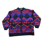 Vintage 1980s Express Knitted Abstract Cardigan Sweater Jacket Men's Medium from propervintagecanada