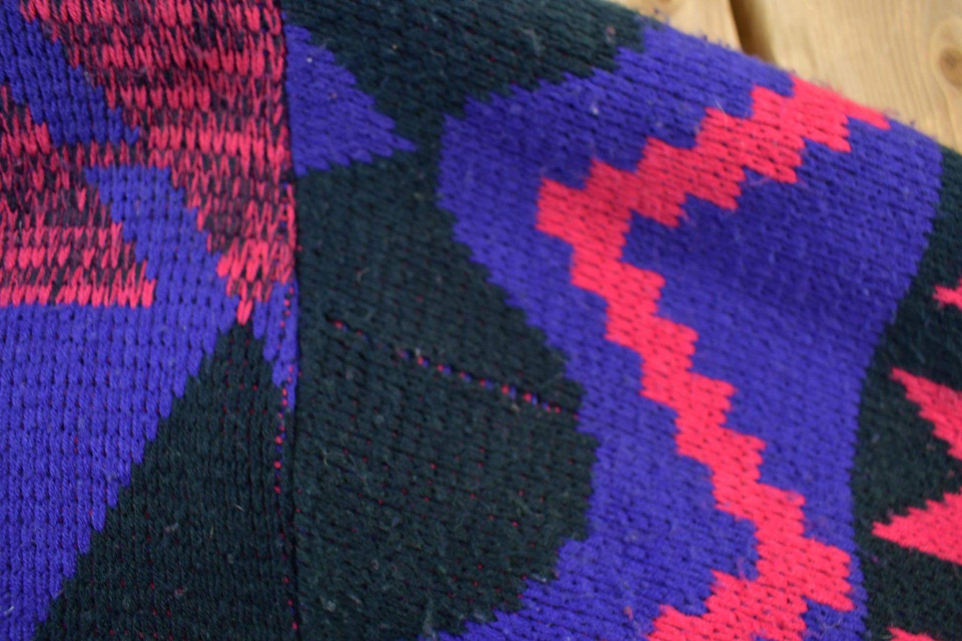 Vintage 1980s Express Knitted Abstract Cardigan Sweater Jacket Men's Medium from propervintagecanada