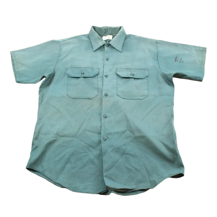 Vintage 1980s Faded Permanent Press Short Sleeve Work Shirt Men's L from propervintagecanada