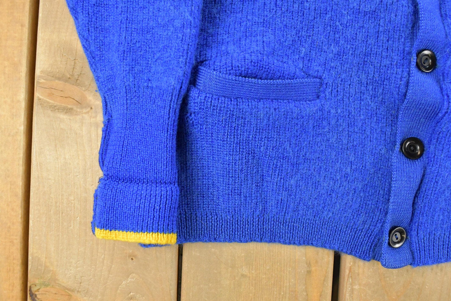 Vintage 1980s Falconbridge Curling Club Knit Cardigan Sweater Youth Large from propervintagecanada