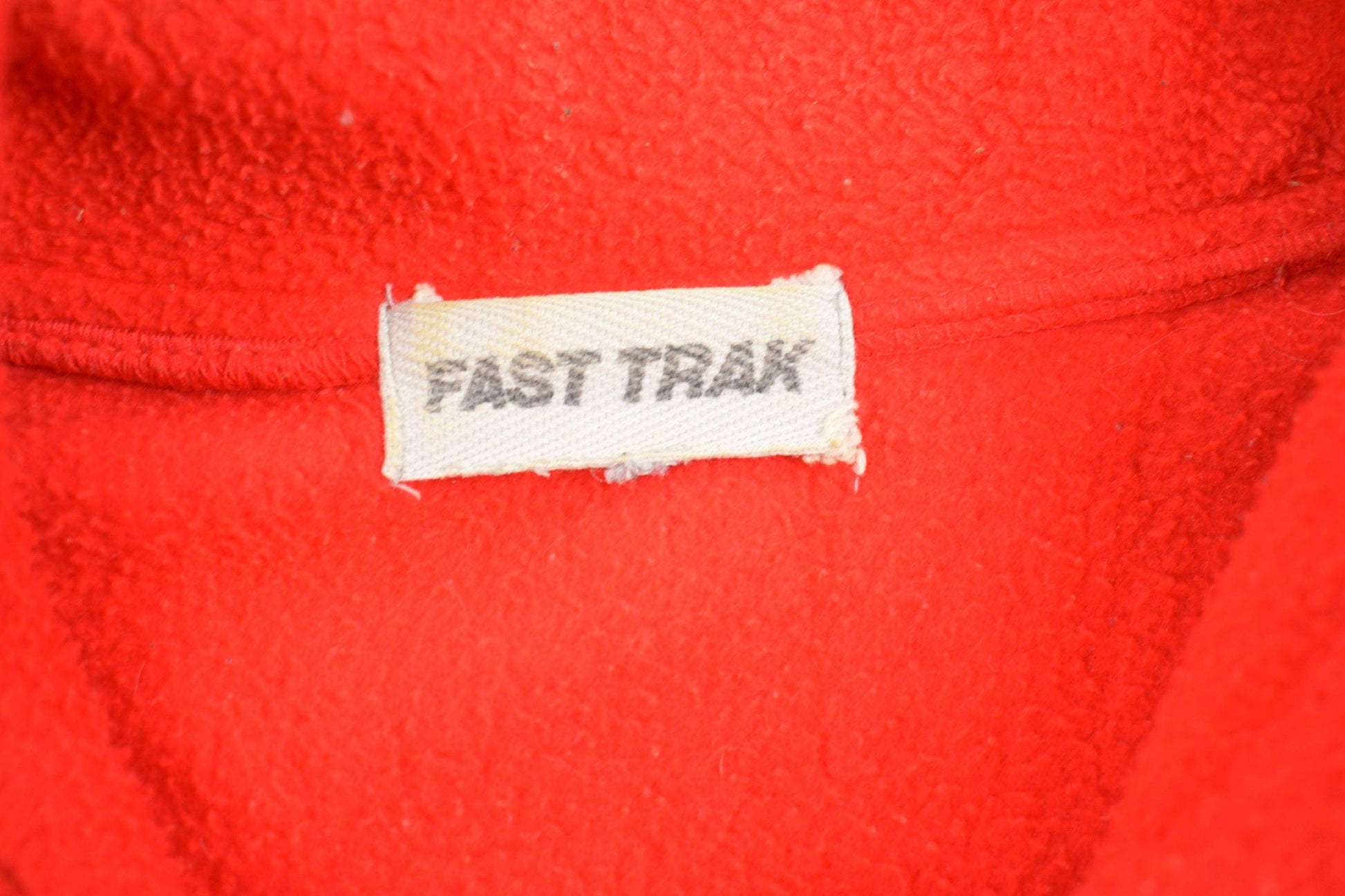 Vintage 1980s Fast Trak Red Quarter Zip Pullover Fleece Sweater Men's Large from propervintagecanada
