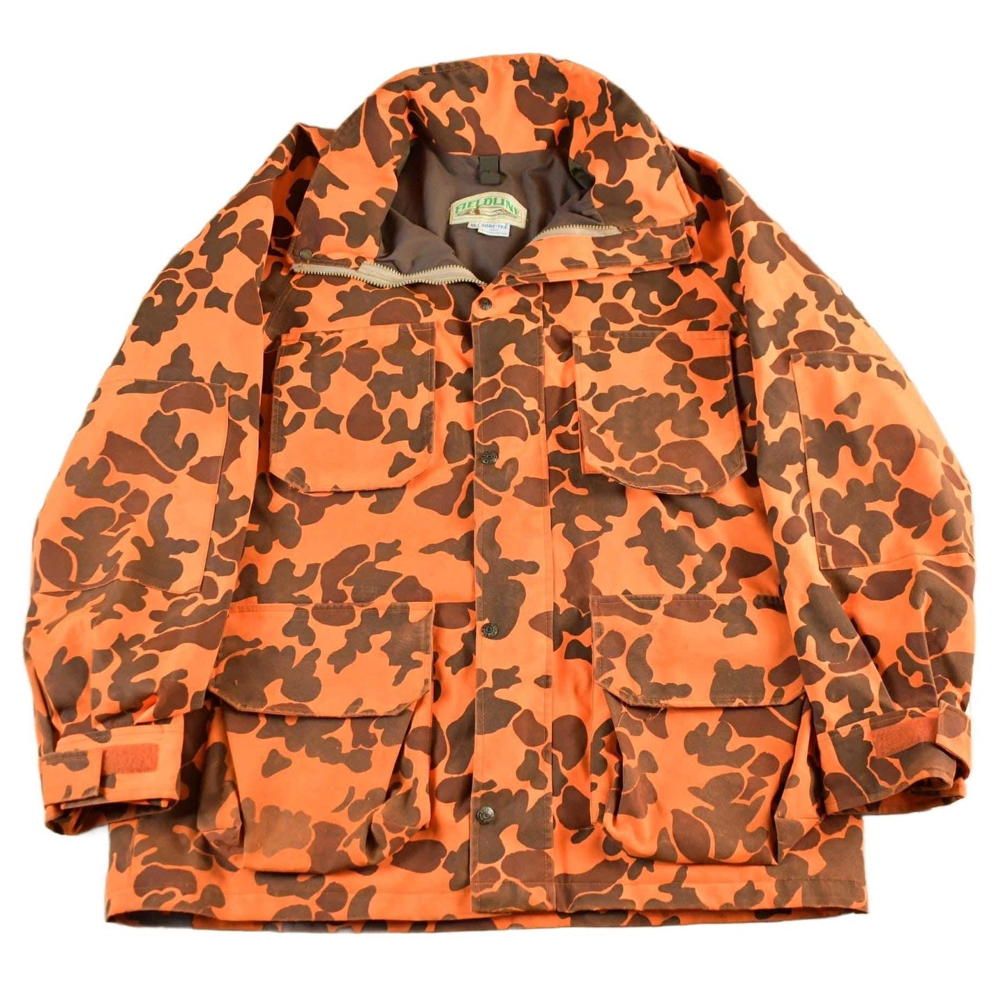 Vintage 1980s Fieldline Goretex Orange Camo Parka Jacket Men's XL from propervintagecanada