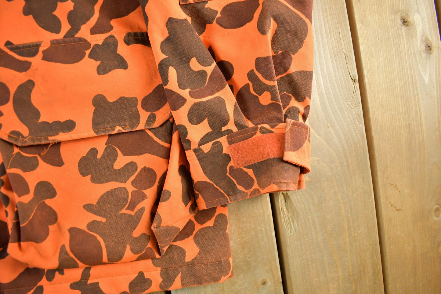 Vintage 1980s Fieldline Goretex Orange Camo Parka Jacket Men's XL from propervintagecanada