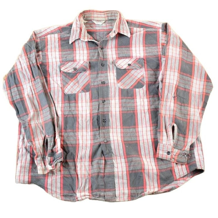 Vintage 1980s Five Brother Plaid Flannel Button Up Shirt Mens XL from propervintagecanada