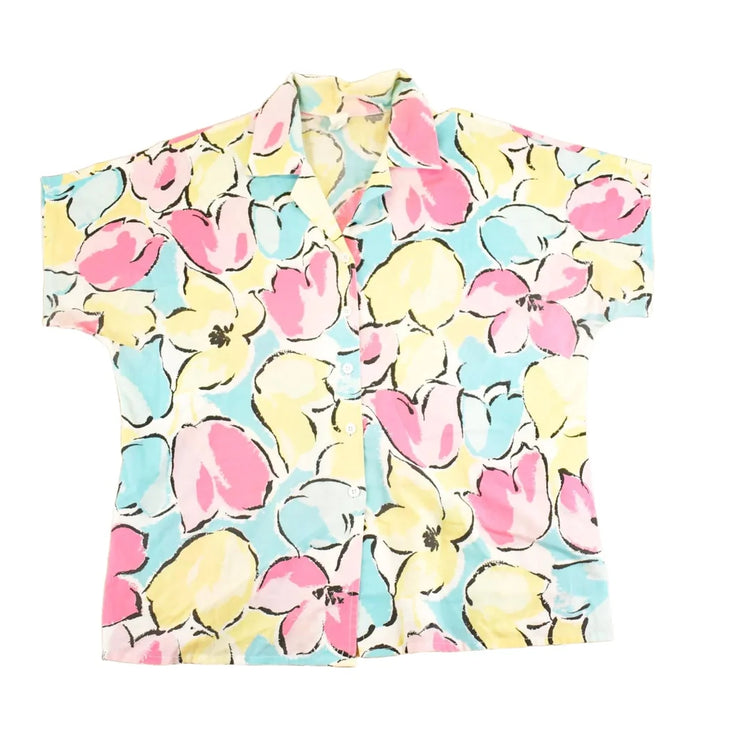 Vintage 1980s Floral AOP Button Up Shirt Women's L from propervintagecanada