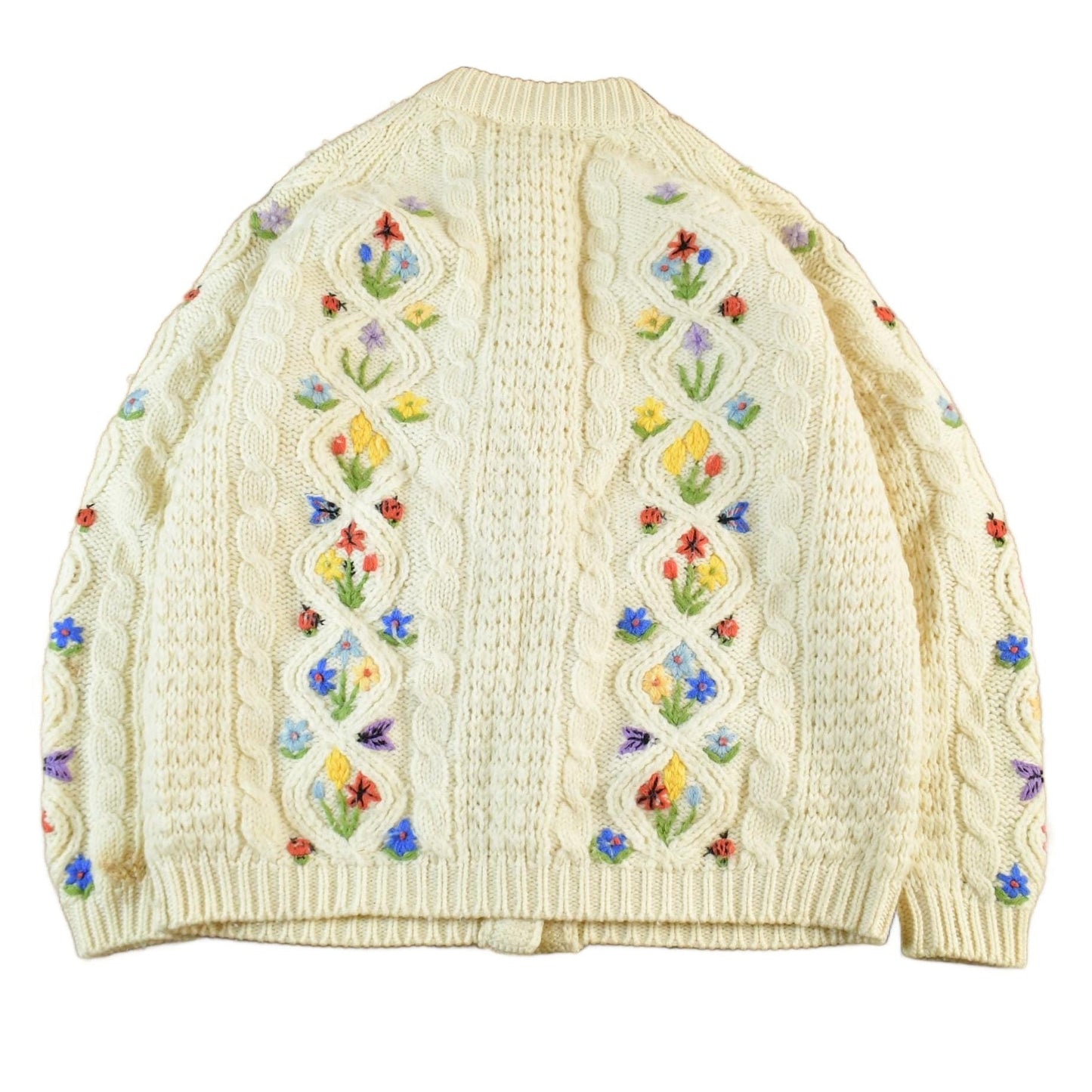 Vintage 1980s Floral Knit Cardigan Sweater Women's Medium from propervintagecanada