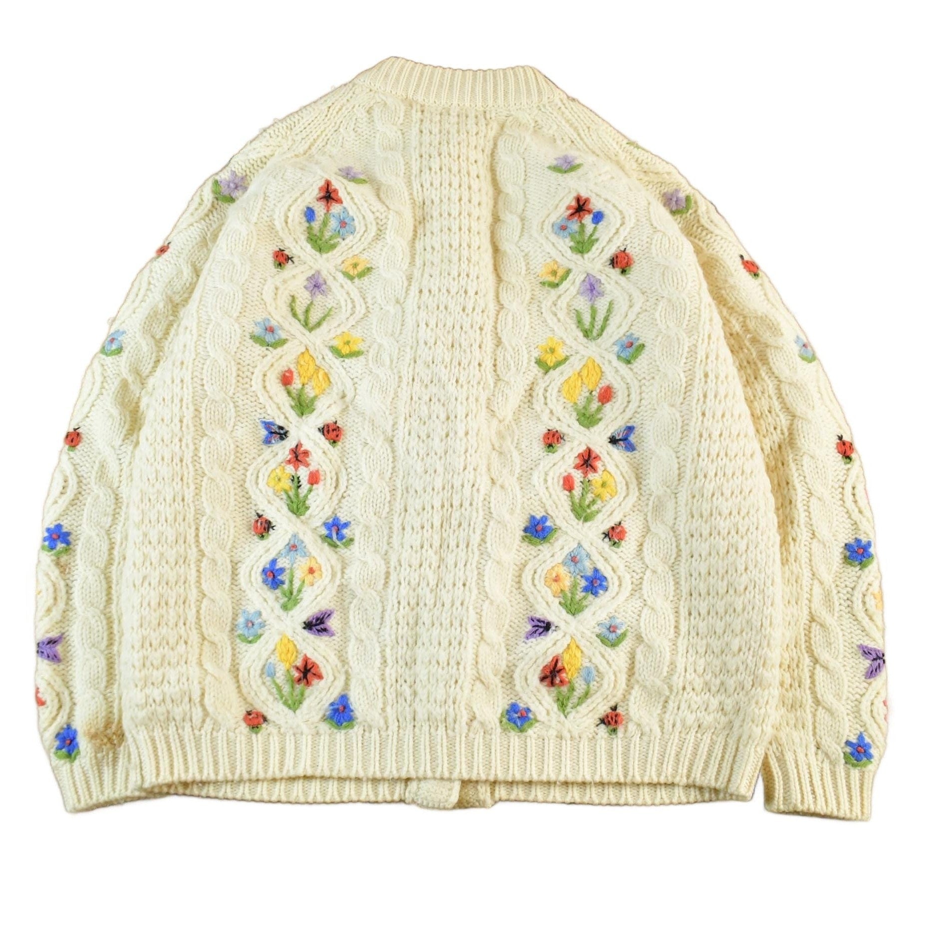 Vintage 1980s Floral Knit Cardigan Sweater Women's Medium from propervintagecanada