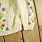 Vintage 1980s Floral Knit Cardigan Sweater Women's Medium from propervintagecanada