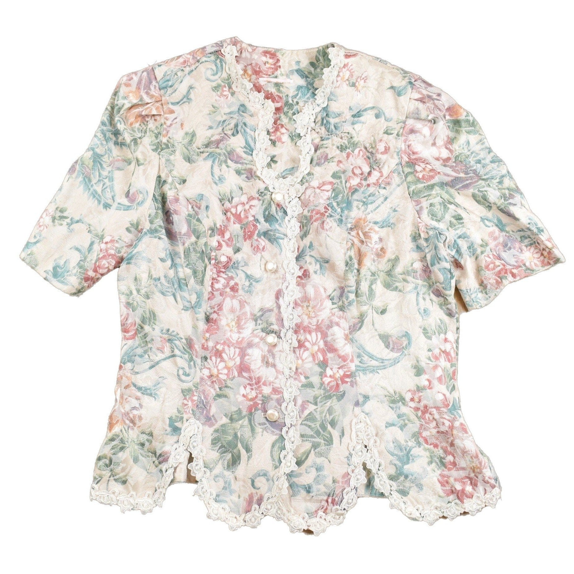 Vintage 1980s Floral Tapestry Button Up Shirt Men's S from propervintagecanada