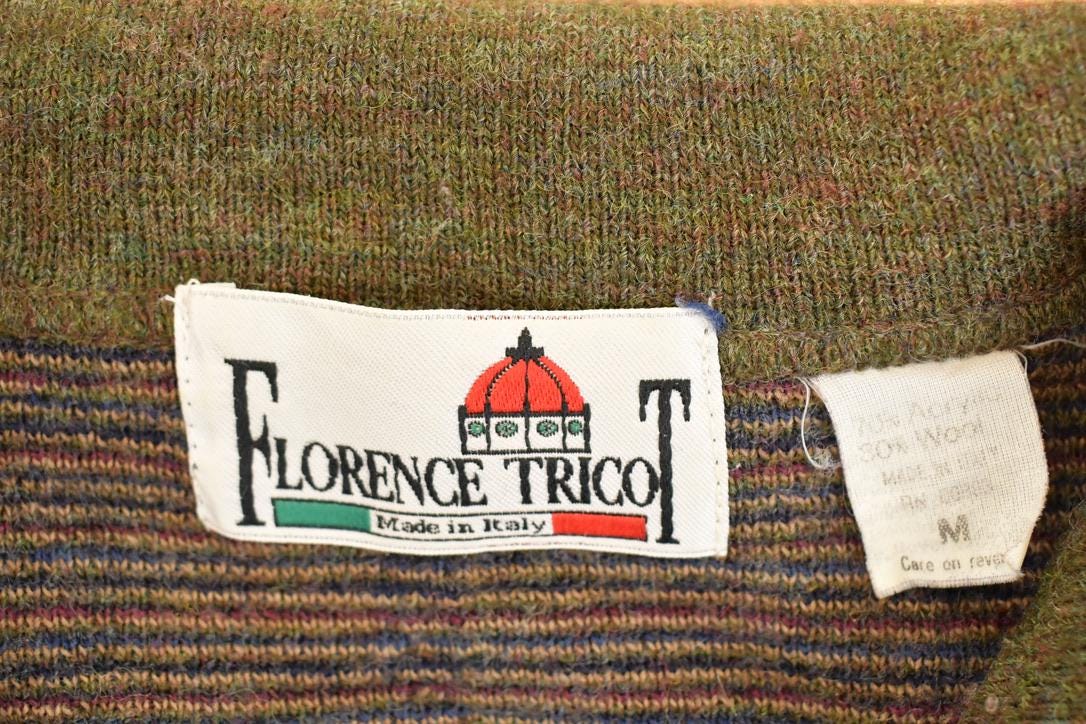 Vintage 1980s Florence Tricot Quarter Button Knit Sweater Men's L from propervintagecanada