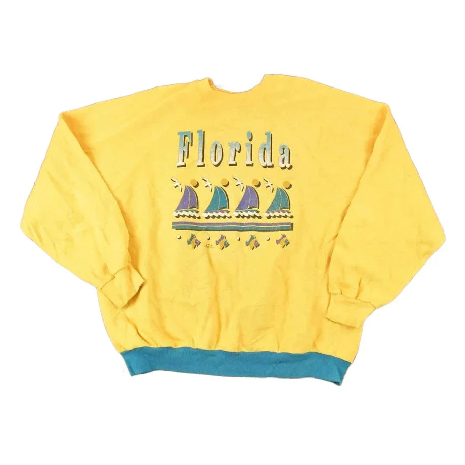 Vintage 1980s Florida sailboats Graphic Print Crewneck Sweatshirt Mens L from propervintagecanada