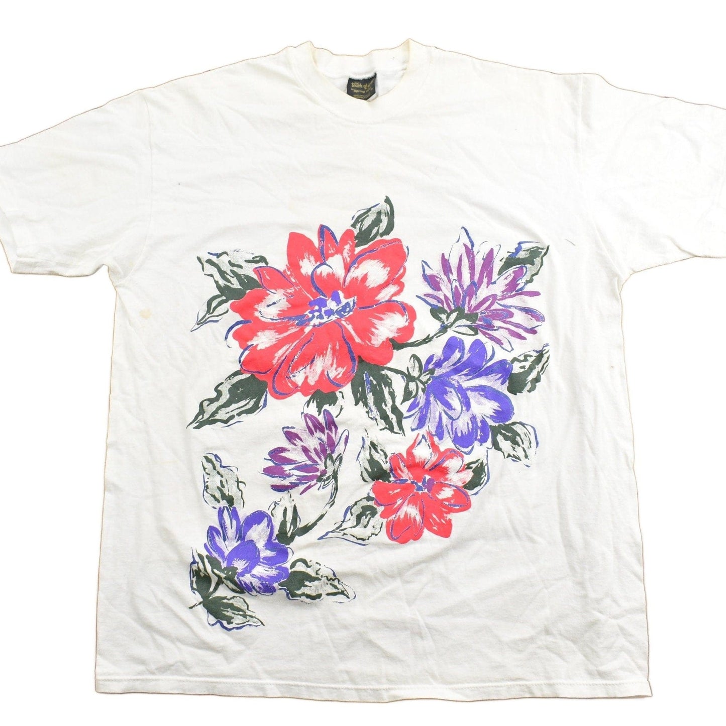 Vintage 1980s Flowers Graphic T-Shirt Single Stitch Men's XL from propervintagecanada