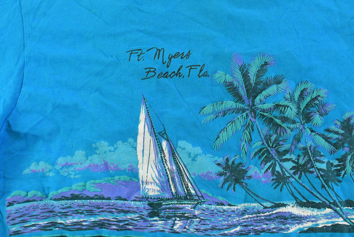 Vintage 1980s Fort Myers Brach Florida Theme Souvenir T-Shirt Men's M from propervintagecanada