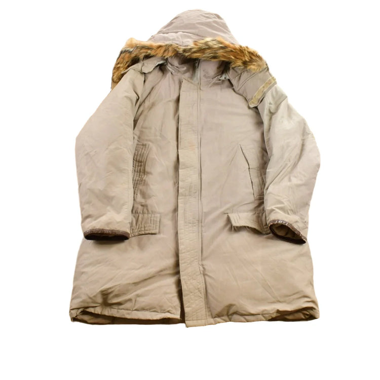 Vintage 1980s Full Length Fur Hooded Puffer Jacket from propervintagecanada