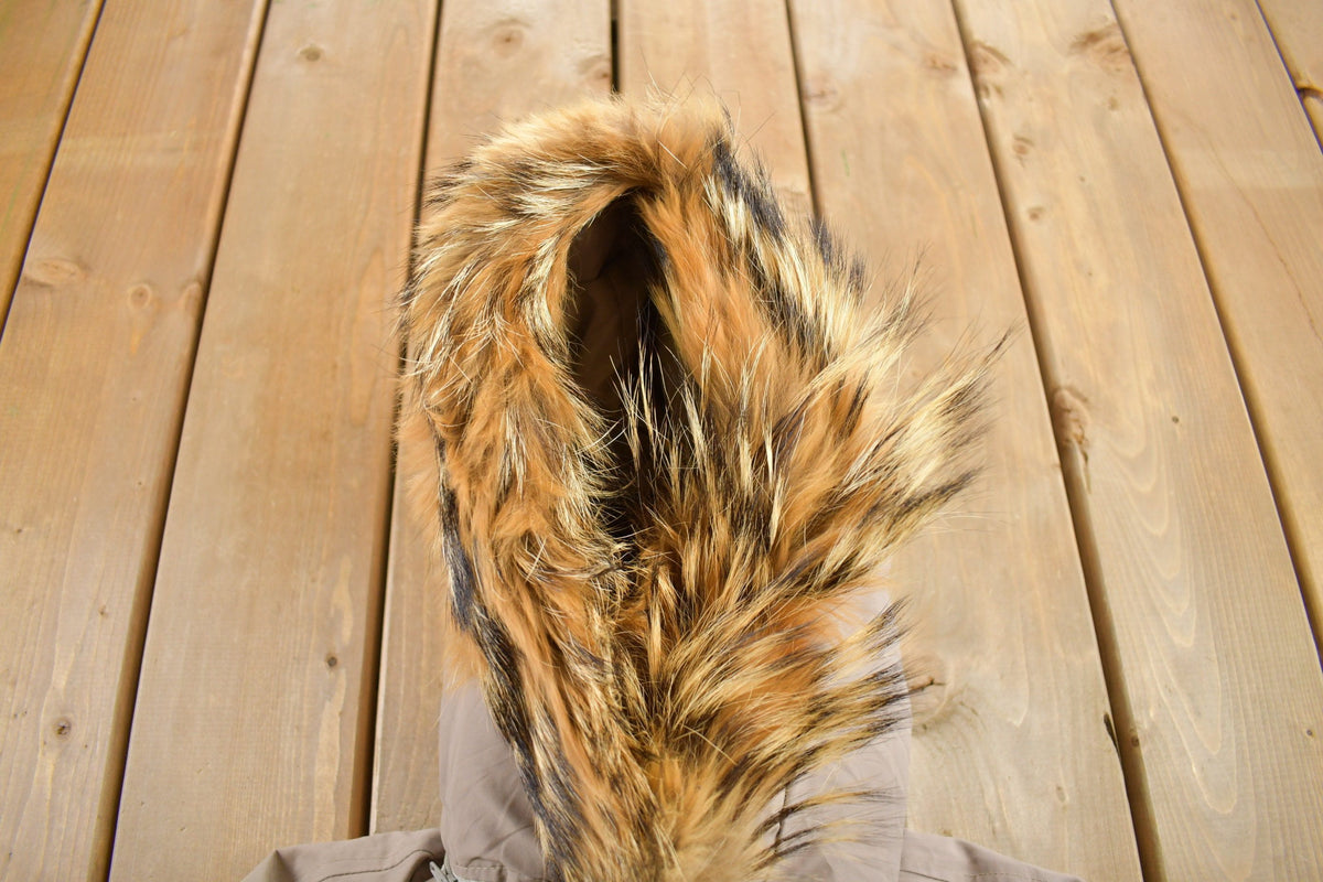 Vintage 1980s Full Length Fur Hooded Puffer Jacket from propervintagecanada