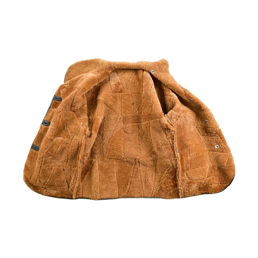 Vintage 1980s Fur Lined Patchwork Leather Jacket Men's Large from propervintagecanada