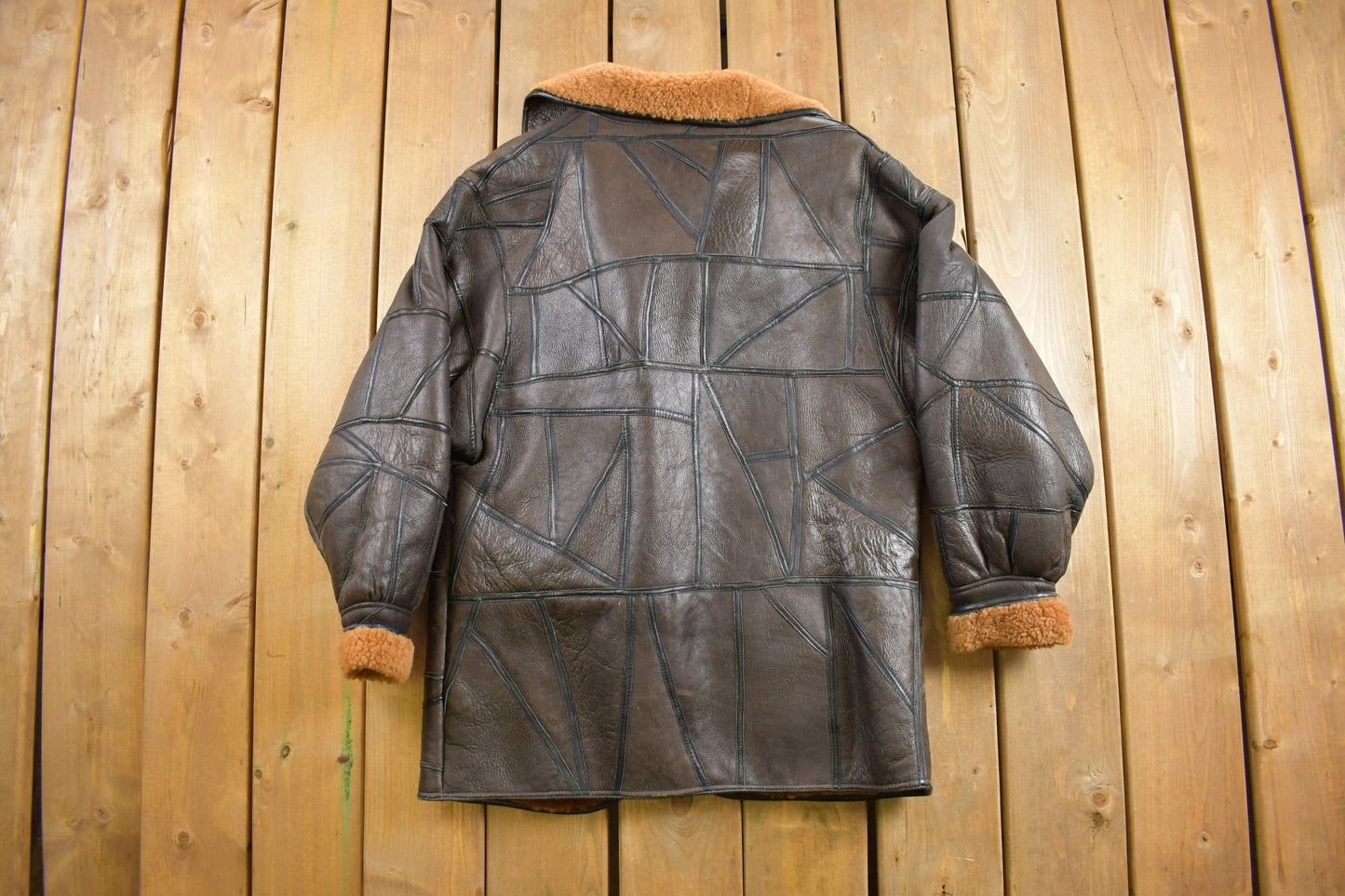 Vintage 1980s Fur Lined Patchwork Leather Jacket Men's Large from propervintagecanada