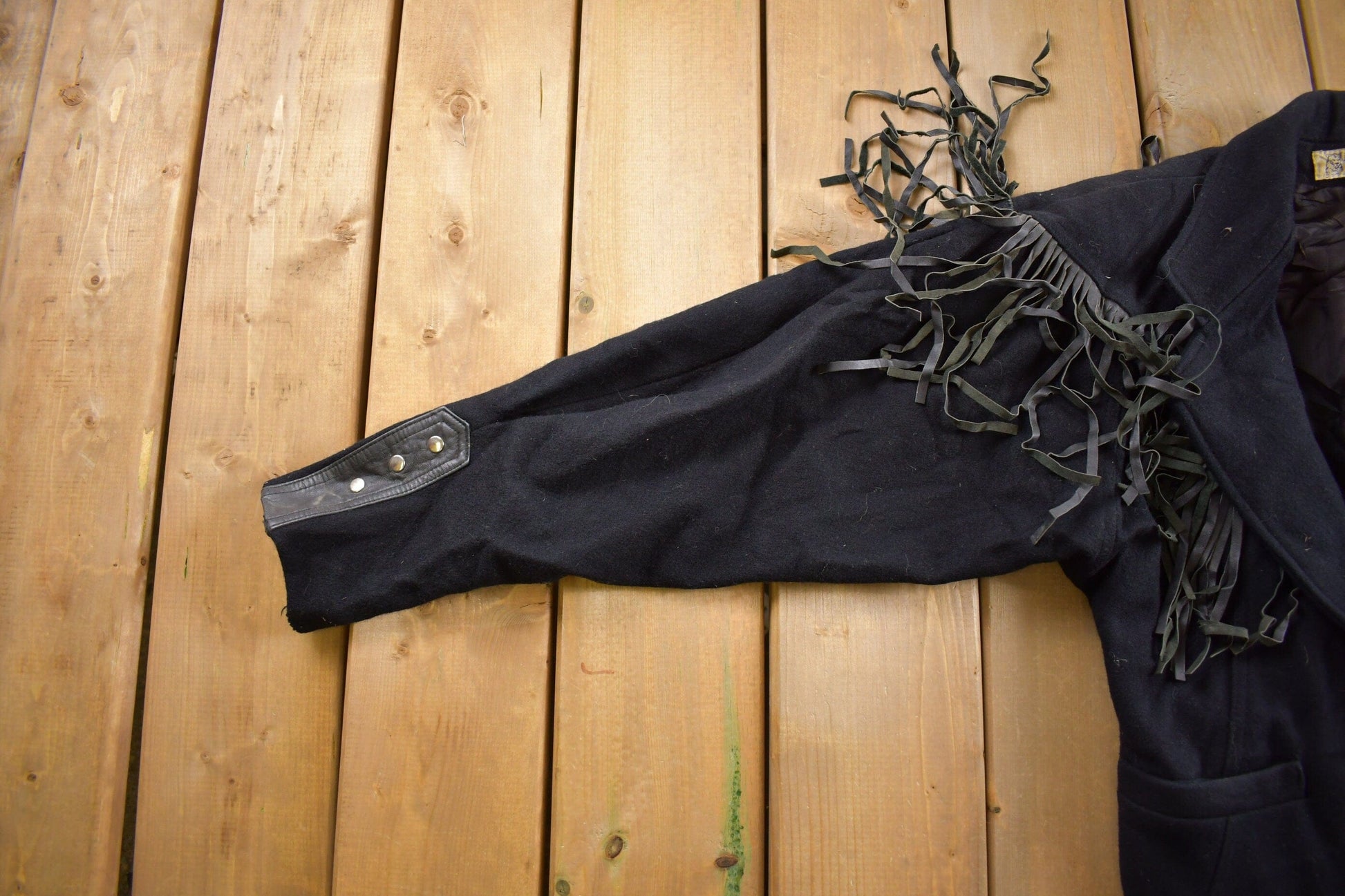 Vintage 1980s G4000 Wool And Leather Johnathan Stevens Western Fringe Jacket Women's S from propervintagecanada