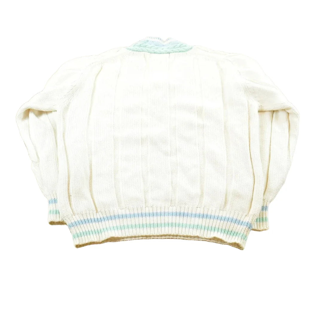 Vintage 1980s Gant Hand Framed Cable Knit Cotton Knit V-neck Sweater Mens Men's Medium from propervintagecanada