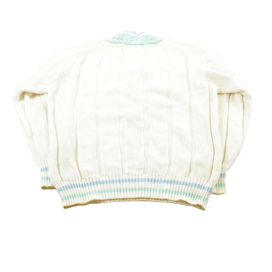 Vintage 1980s Gant Hand Framed Cable Knit Cotton Knit V-neck Sweater Mens Men's Medium from propervintagecanada