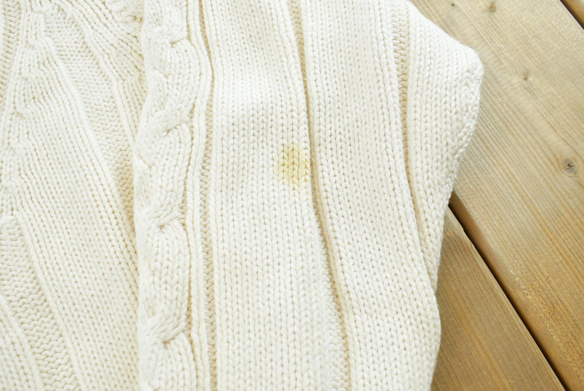 Vintage 1980s Gant Hand Framed Cable Knit Cotton Knit V-neck Sweater Mens Men's Medium from propervintagecanada