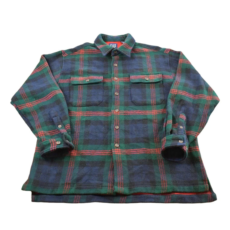 Vintage 1980s GAP Wool Blend Plaid Flannel Button Up Shirt Mens L from propervintagecanada