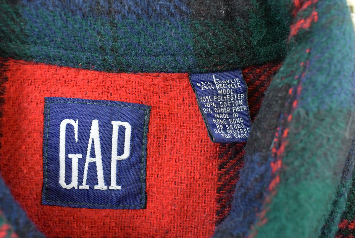 Vintage 1980s GAP Wool Blend Plaid Flannel Button Up Shirt Mens L from propervintagecanada