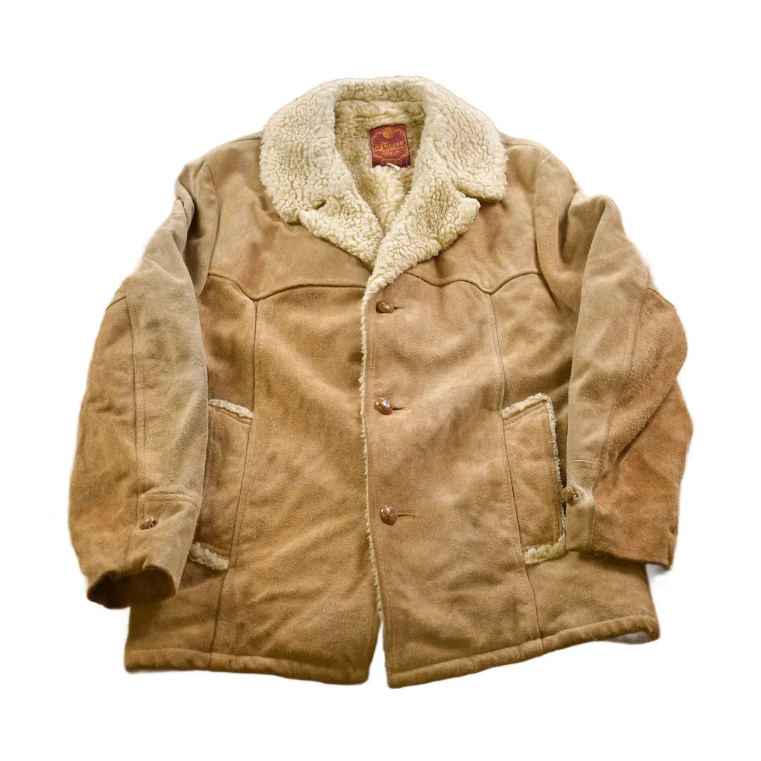 Vintage 1980s Genuine Leather Shearling Leather Jacket from propervintagecanada