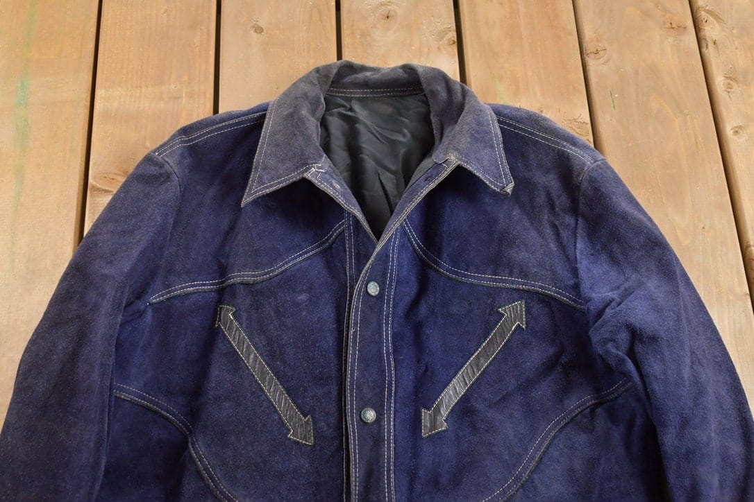 Vintage 1980s Genuine Leather Suede Jacket Men's Large from propervintagecanada