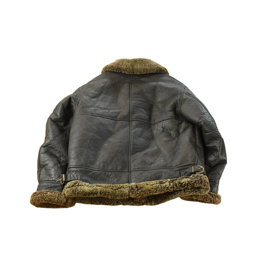 Vintage 1980s Genuine Shearling Leather Fur Jacket Men's Large from propervintagecanada