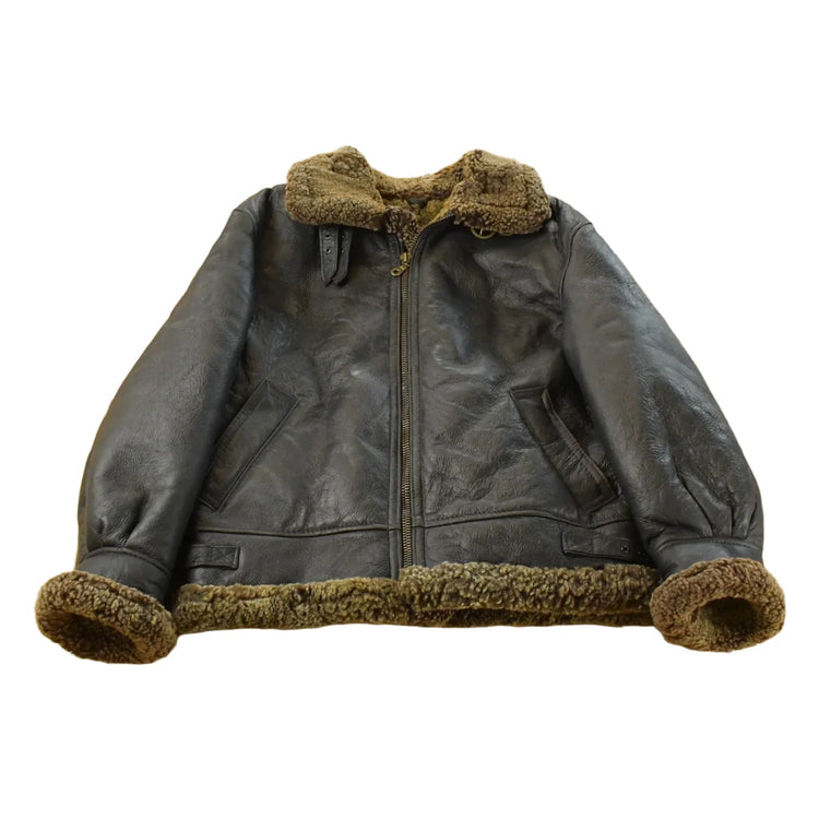 Vintage 1980s Genuine Shearling Leather Fur Jacket Men's Large from propervintagecanada