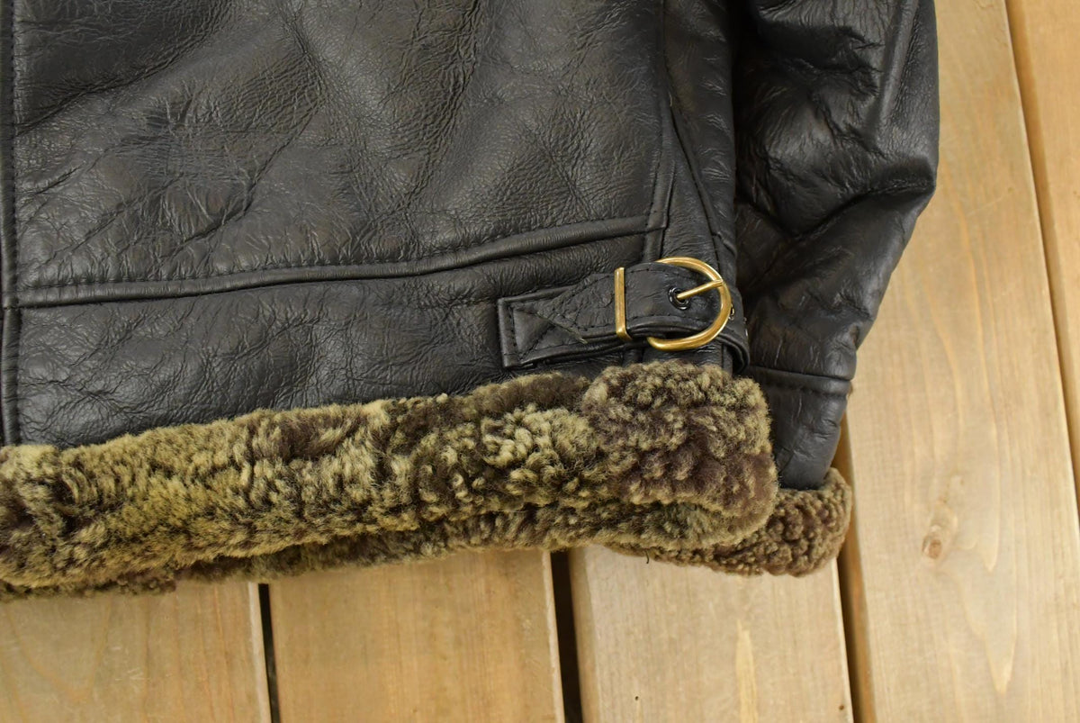 Vintage 1980s Genuine Shearling Leather Fur Jacket Men's Large from propervintagecanada