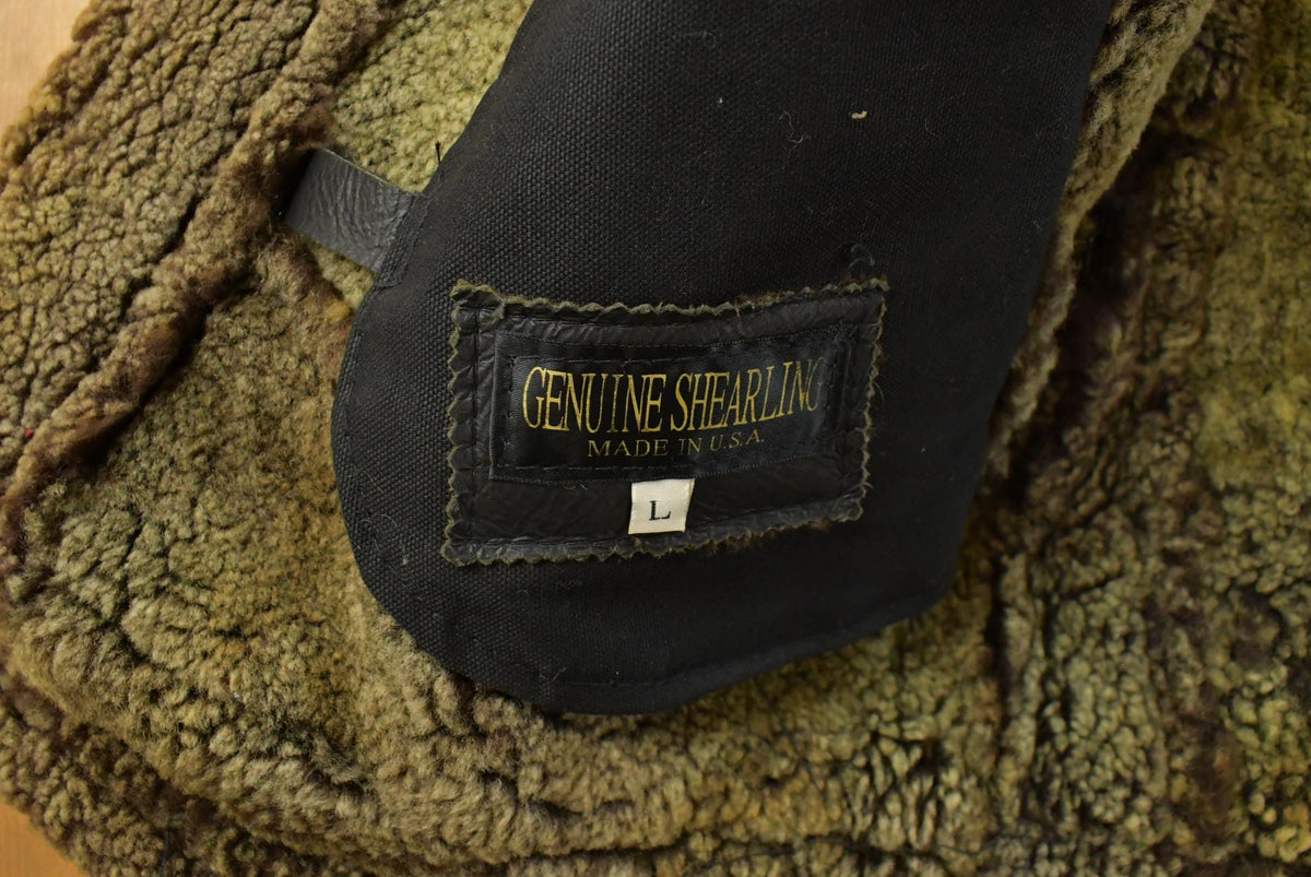 Vintage 1980s Genuine Shearling Leather Fur Jacket Men's Large from propervintagecanada