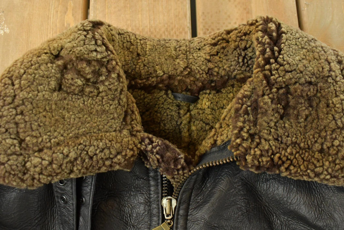 Vintage 1980s Genuine Shearling Leather Fur Jacket Men's Large from propervintagecanada