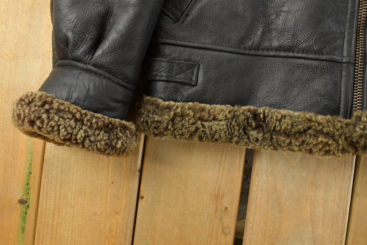 Vintage 1980s Genuine Shearling Leather Fur Jacket Men's Large from propervintagecanada