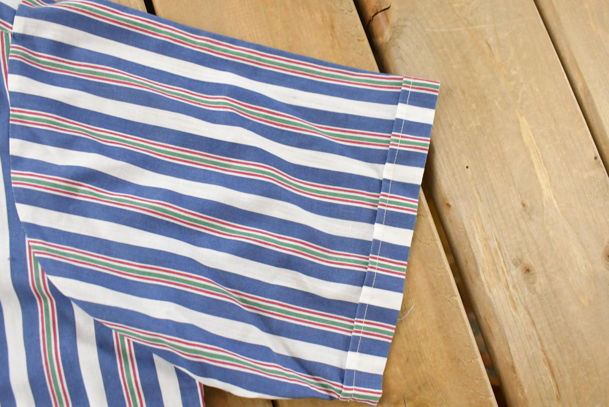 Vintage 1980s Geoffrey Hayes Striped Button Up Shirt Men's Large from propervintagecanada