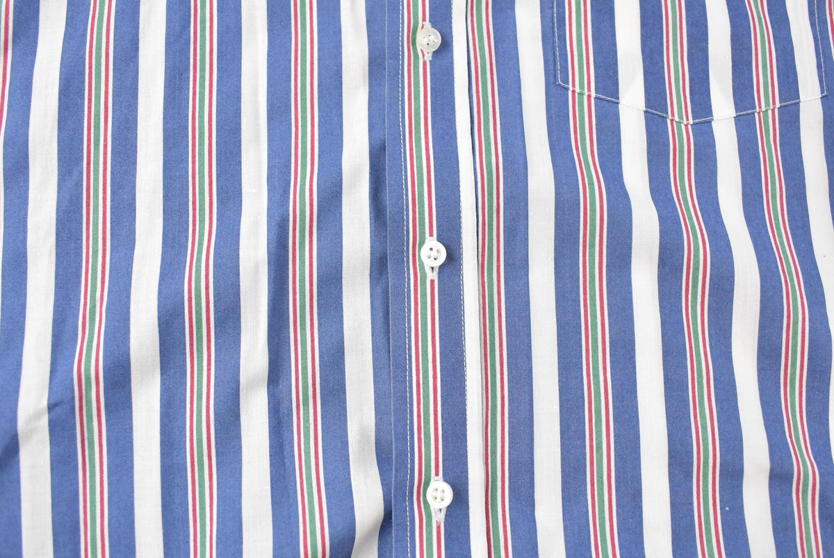 Vintage 1980s Geoffrey Hayes Striped Button Up Shirt Men's Large from propervintagecanada