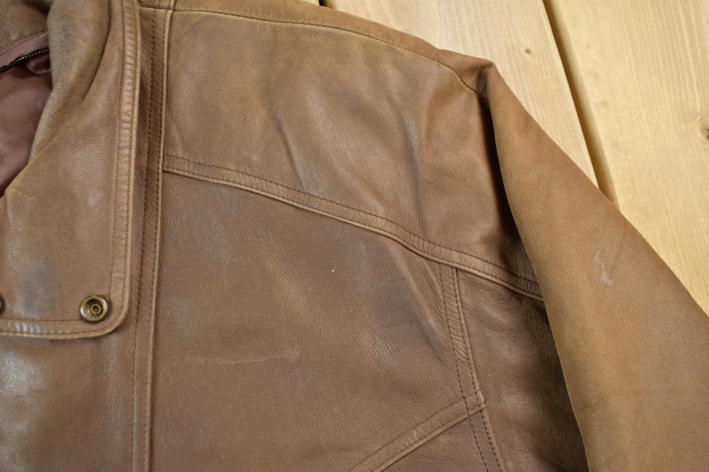 Vintage 1980s Georgetown Brown Leather Jacket Men's XL from propervintagecanada