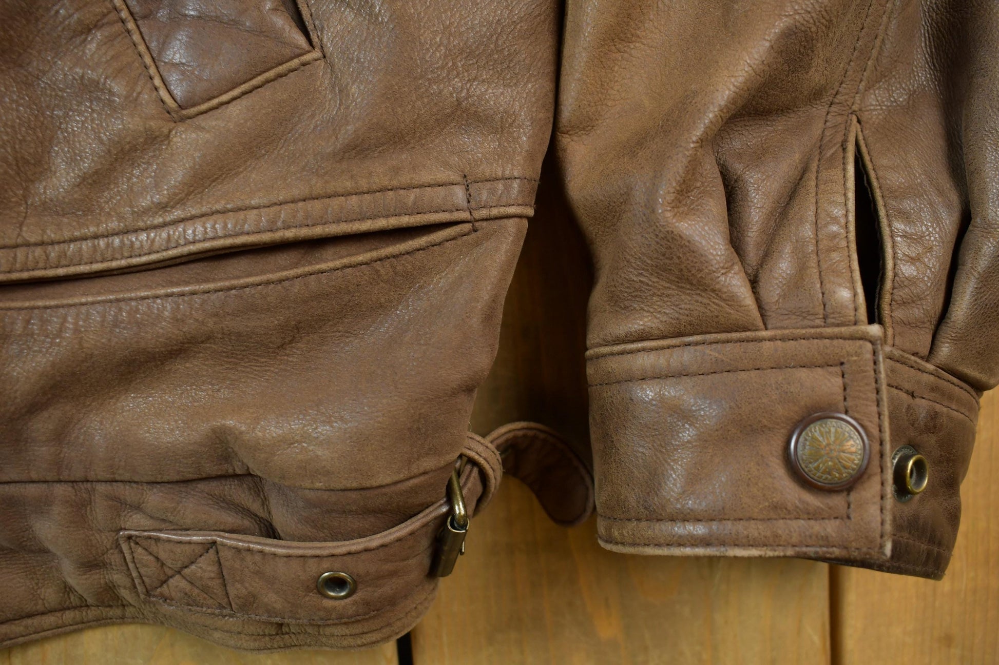 Vintage 1980s Georgetown Brown Leather Jacket Men's XL from propervintagecanada