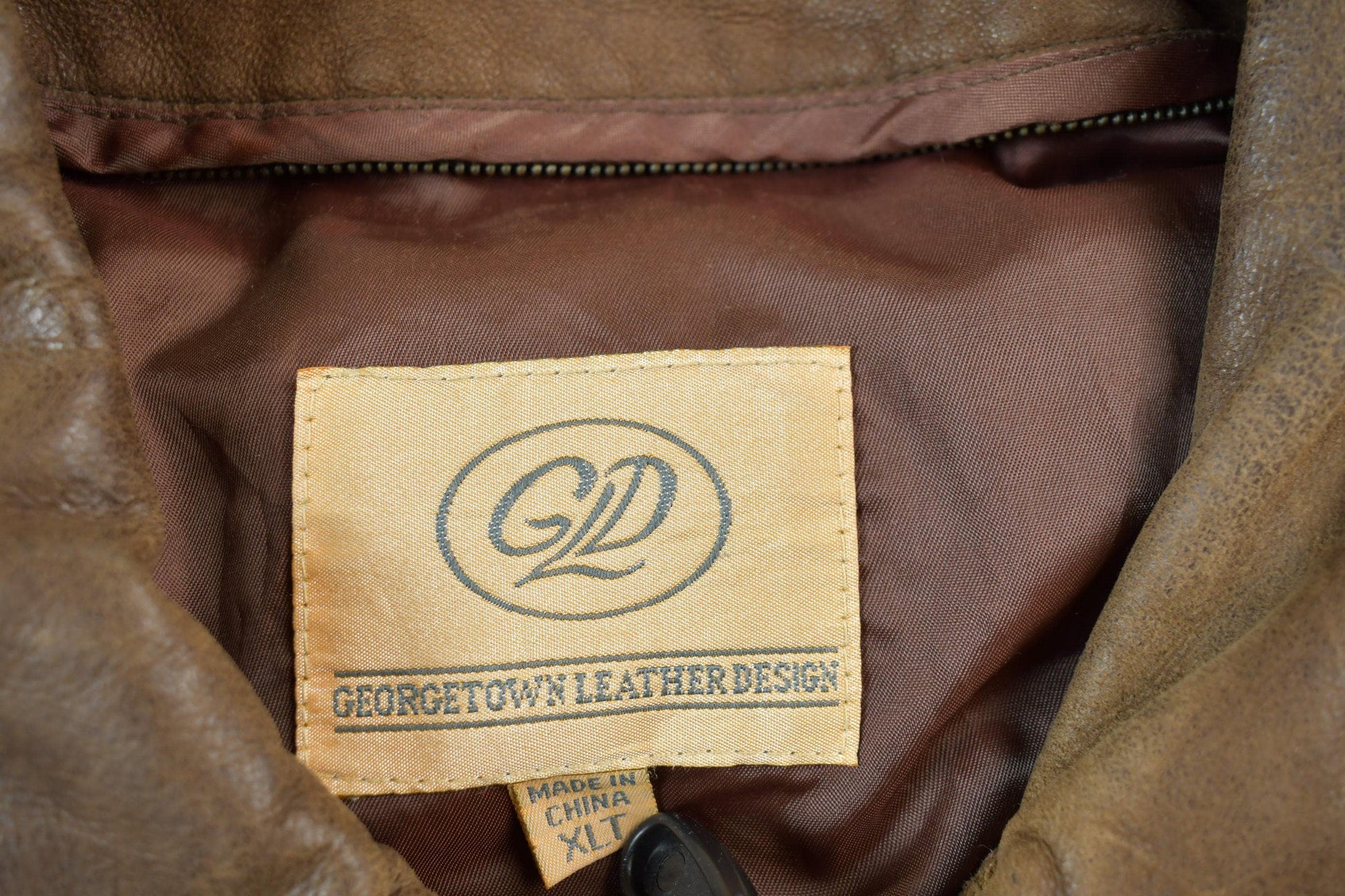Vintage 1980s Georgetown Brown Leather Jacket Men's XL from propervintagecanada