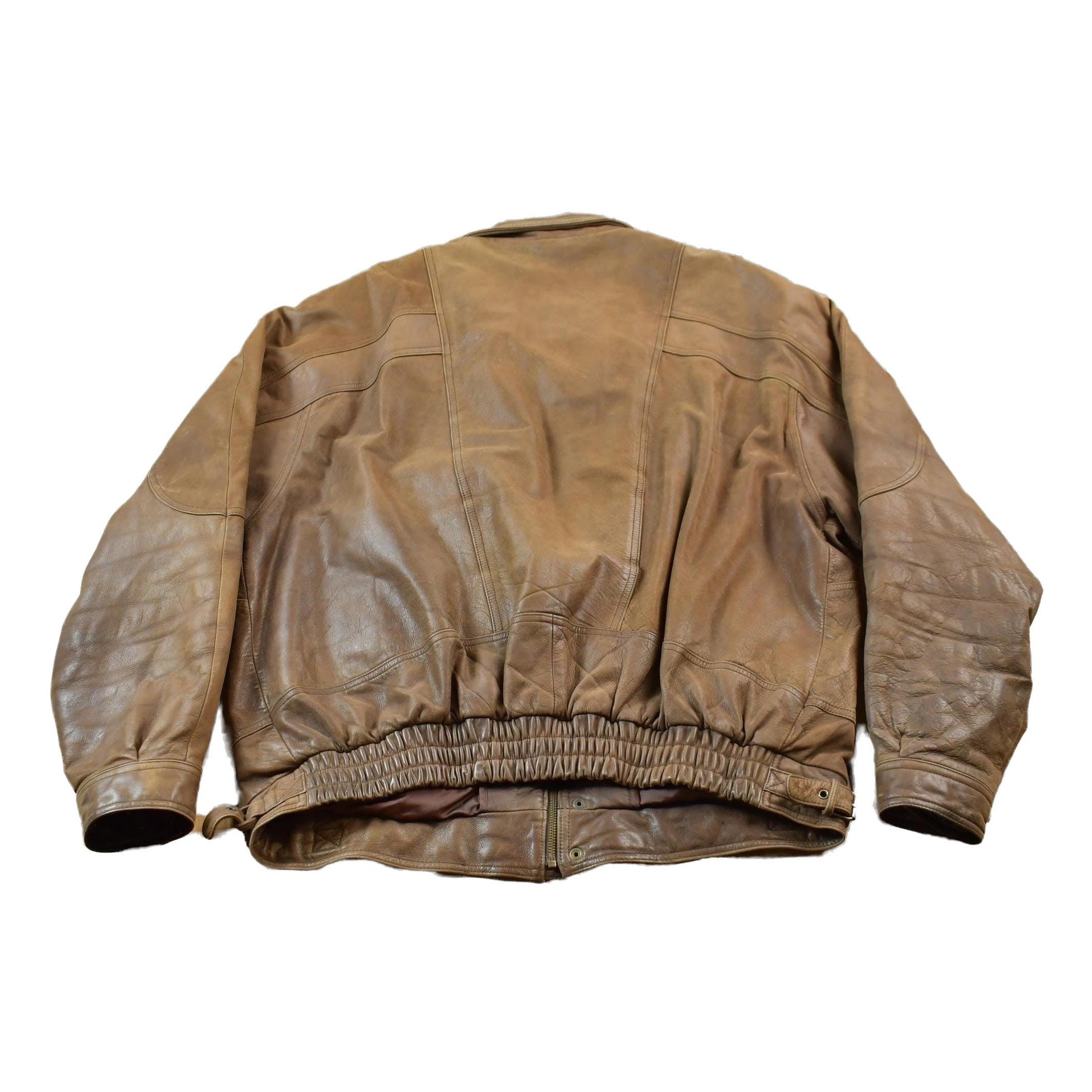 Vintage 1980s Georgetown Brown Leather Jacket Men's XL from propervintagecanada