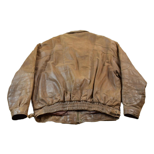 Vintage 1980s Georgetown Brown Leather Jacket Men's XL from propervintagecanada
