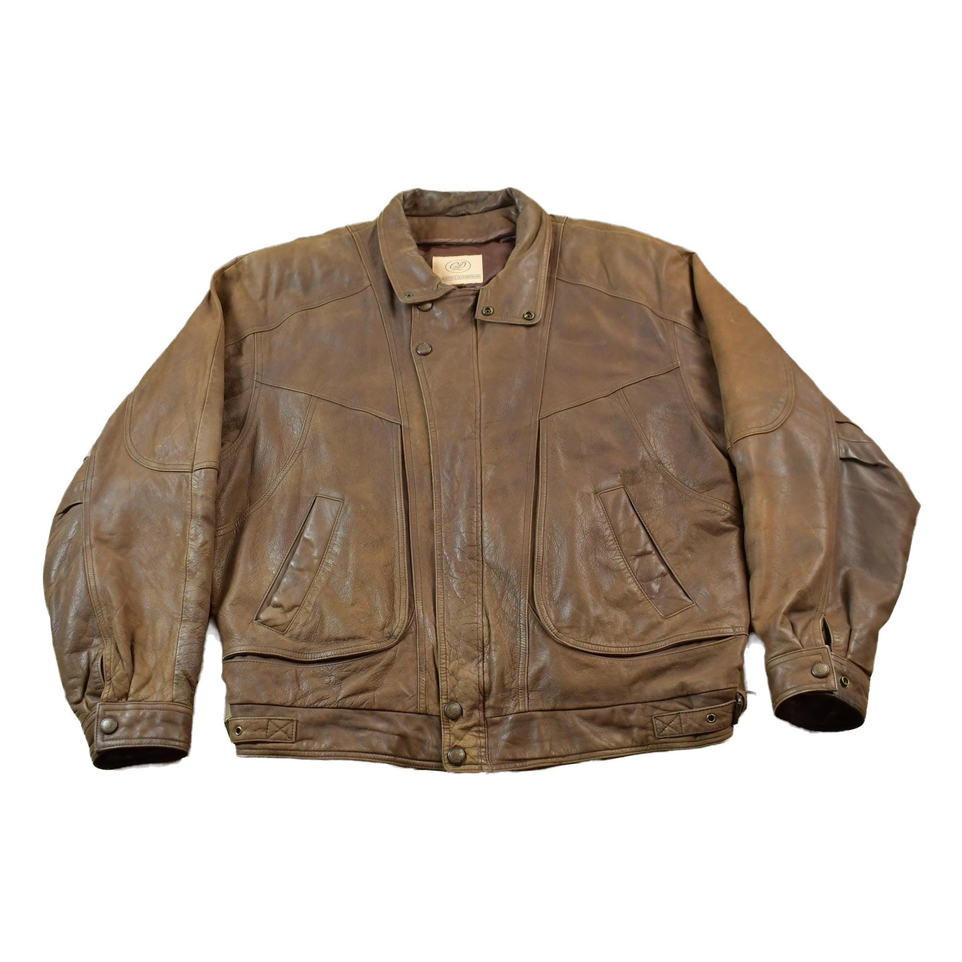 Vintage 1980s Georgetown Brown Leather Jacket Men's XL from propervintagecanada