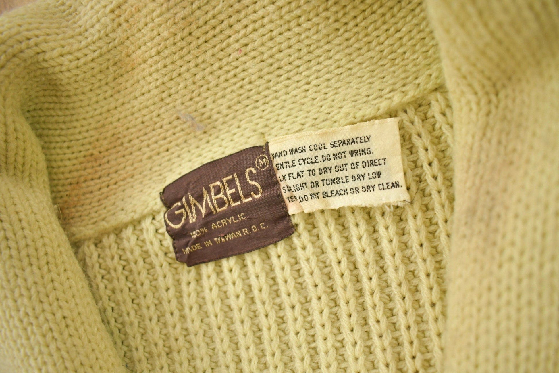 Vintage 1980s Gimbels Blank Acrylic Cardigan Sweater from propervintagecanada