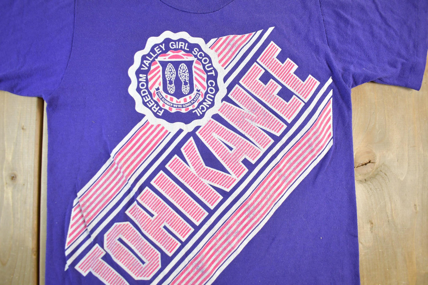Vintage 1980s Girl Scouts Tohikanee Graphic T Shirt Men's XS from propervintagecanada