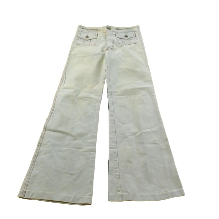 Vintage 1980s Gledson Bell Bottom Denim Light Wash Blue Jeans Men's 27 x 31 from propervintagecanada