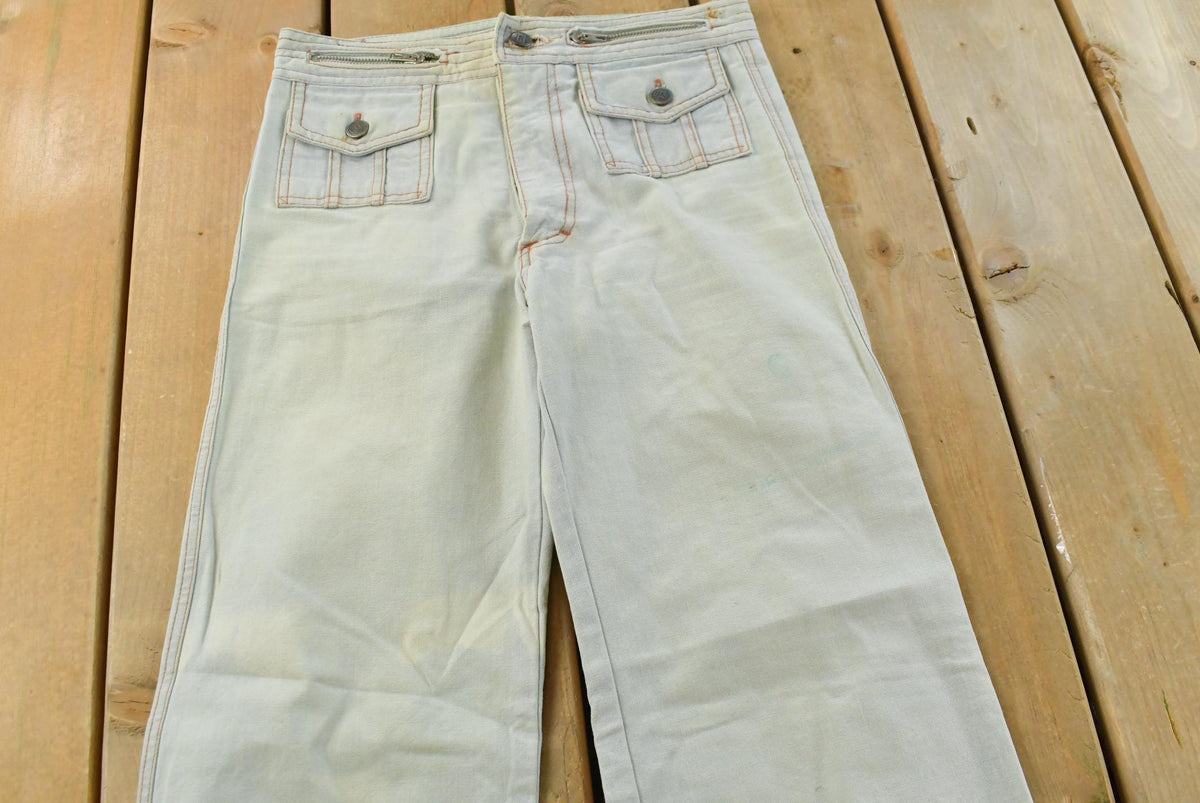 Vintage 1980s Gledson Bell Bottom Denim Light Wash Blue Jeans Men's 27 x 31 from propervintagecanada