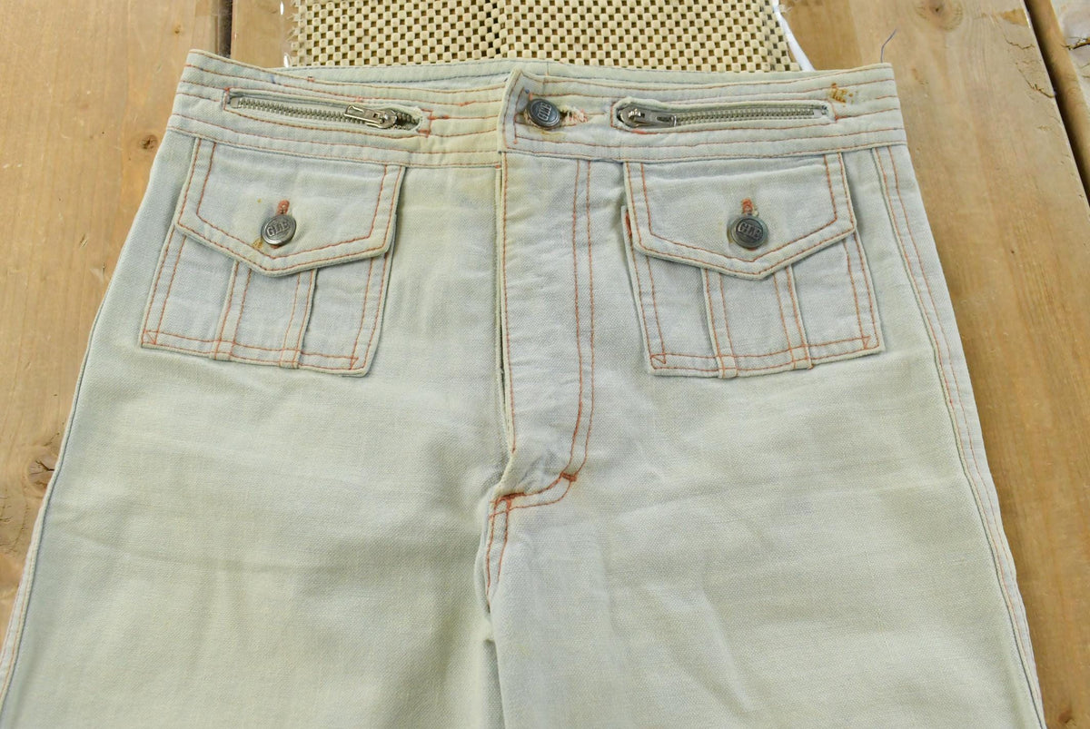 Vintage 1980s Gledson Bell Bottom Denim Light Wash Blue Jeans Men's 27 x 31 from propervintagecanada